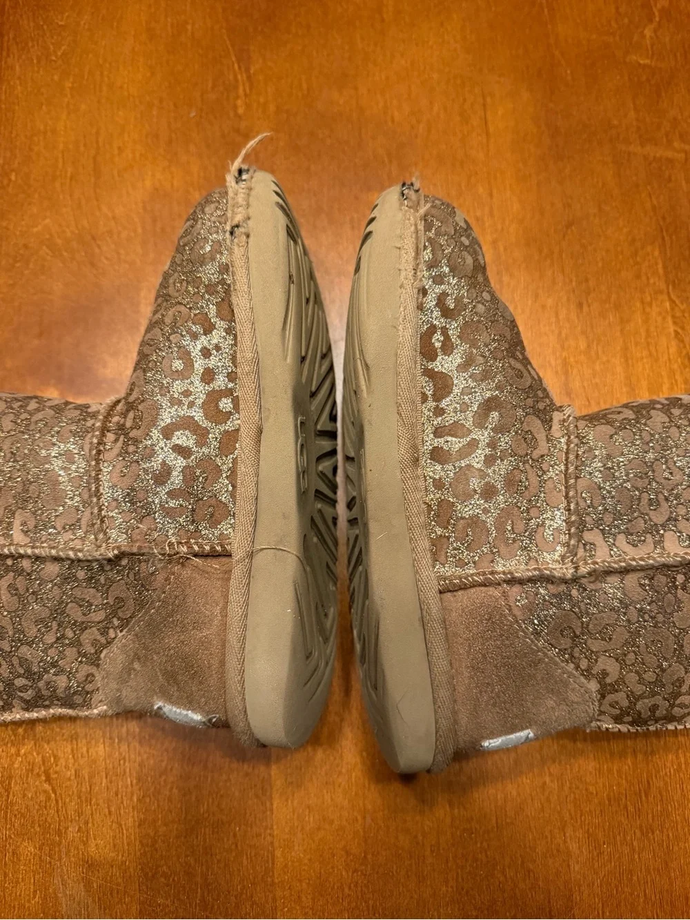 UGG Kids Metallic Brown Patterned Faux-Fur Boots
